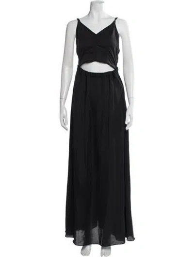 Pre-owned Diesel V-neck Long Dress In Black