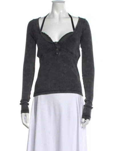 Pre-owned Diesel V-neck Long Sleeve Top In Grey
