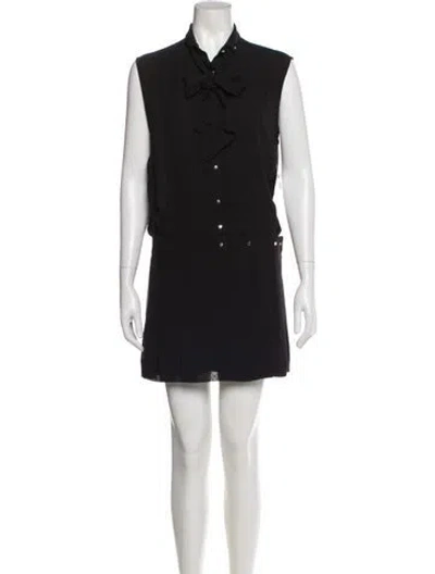 Pre-owned Diesel V-neck Mini Dress In Black