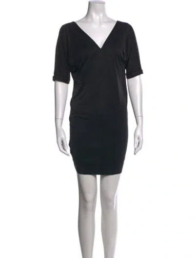 Pre-owned Diesel V-neck Mini Dress In Black