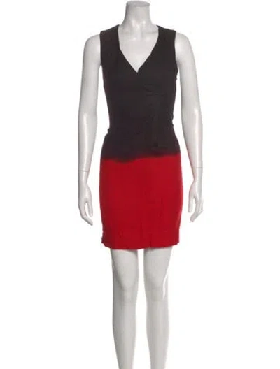 Pre-owned Diesel V-neck Mini Dress In Red