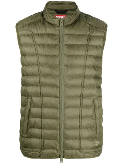 Diesel W-hawkyl-sl Padded Gilet In Green