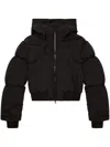 Diesel Hooded Down Jacket In Crinkled Nylon In Black