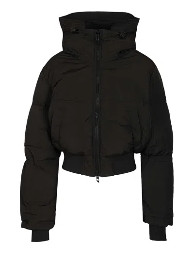 Diesel Hooded Down Jacket In Crinkled Nylon In Black