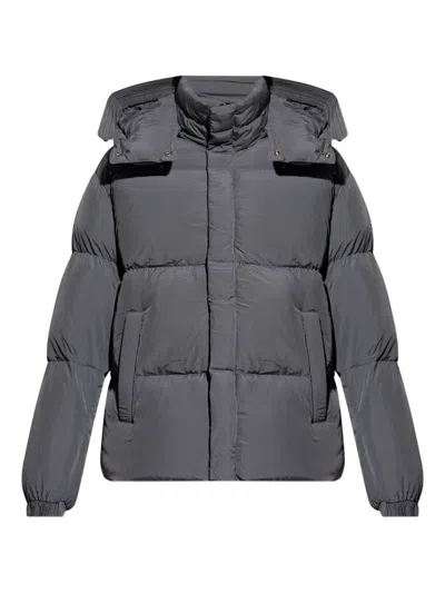Diesel W-rolfys Hooded Puffer Jacket In Gray