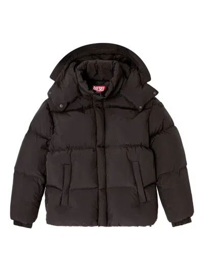 Diesel Quilted Down Jacket In Viral Off Taslan In Black