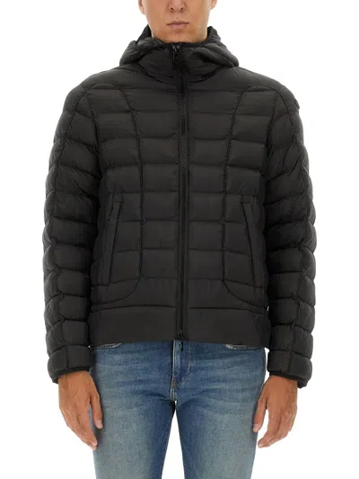 Diesel W-stone Hooded Techno Fabric Down Jacket In Green
