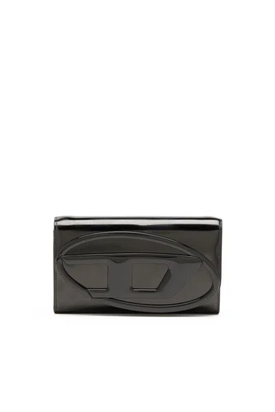Diesel Wallet Bag In Mirrored Leather In Black