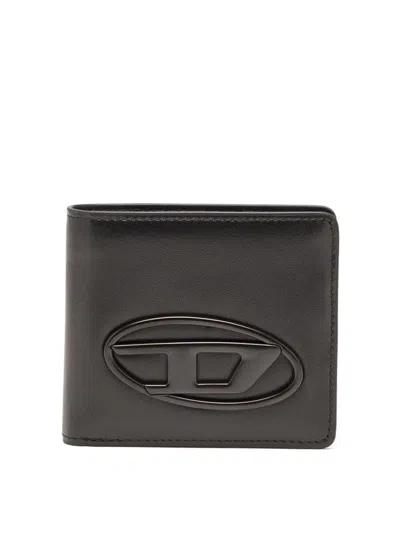 Diesel Card Holder In Smooth Leather In Black