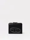 Diesel Small Black Wallet With Logo Plaque In Black