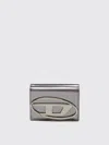Diesel Mirrored Leather Tri-fold Wallet In Gray