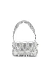 Diesel Wallet Purse In Metallic Quilted Nylon In Silver