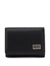 Diesel Black Leather Compact Wallet With Logo In Black