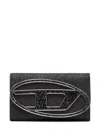 Diesel Wallet On Chain In Tessuto Glitter In Black