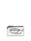 Diesel Silver-tone Calf Leather Metallic Effect Card Holder In Multicolor