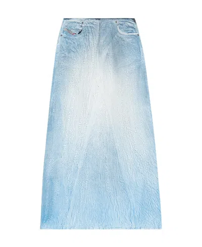 Diesel Washed A-line Lyocell Maxi Skirt In Blue