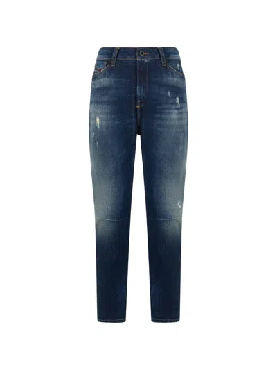 Diesel Washed Distressed Jeans In Blue