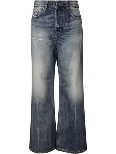 Diesel Washed Effect Wide Leg Jeans In Multicolor