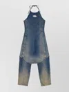 Diesel Washed Out Halter Neck Sleeveless Jumpsuit In Blue