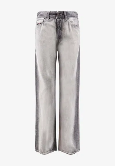Diesel Washed Straight-leg Jeans In Gray