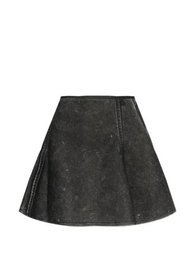 Diesel Washed-effect A-line Mini Skirt In Black