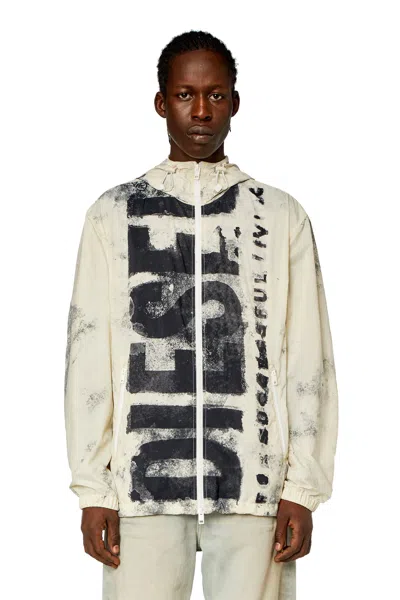 DIESEL WATERCOLOUR-EFFECT WINDBREAKER WITH LOGO