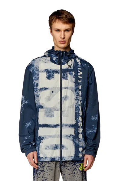 Diesel J-warrett-logo-logo Hooded Jacket In Multicolor