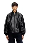 Diesel Black L-khan Leather Bomber Jacket In Black