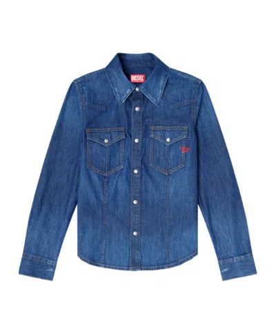 Diesel Western Shirt In Clean-wash Denim In Blue