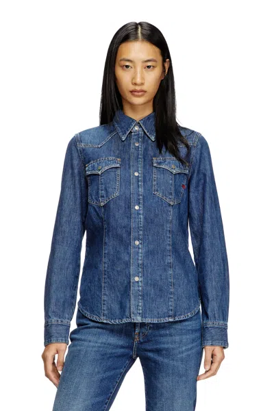 Diesel Western Shirt In Denim In Blue