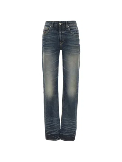 Diesel Whisker-detail Hook-slit Jeans In Blue