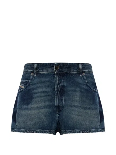 Diesel Whiskering-effect Denim Shorts In Blue