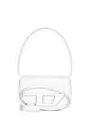 Diesel Shoulder Bag 1dr In Smooth White Leather With Adjustable Straps In White