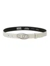 Diesel White Belt With Logo Buckle In White