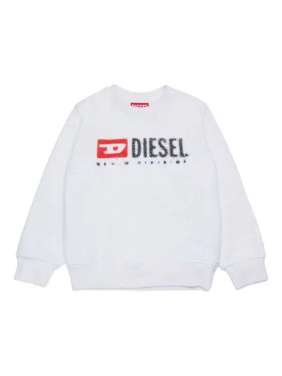 DIESEL WHITE COTTON BLEND CHILDREN'S SWEATSHIRT DIESEL