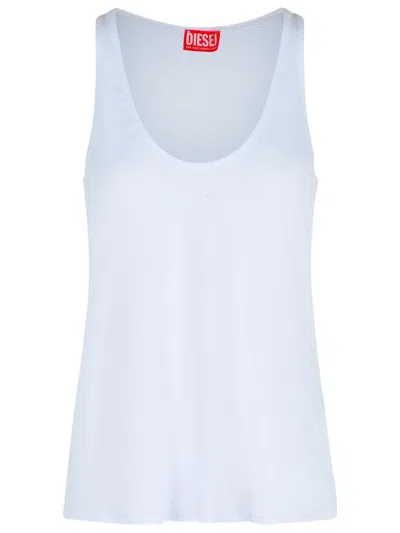 Diesel White Cotton Blend Tank Top Women In Blue