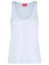 Diesel White Cotton Blend Tank Top Women In Blue