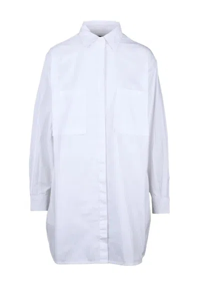Diesel White Cotton Elastane Women's Maxi Shirt Dress In Multi