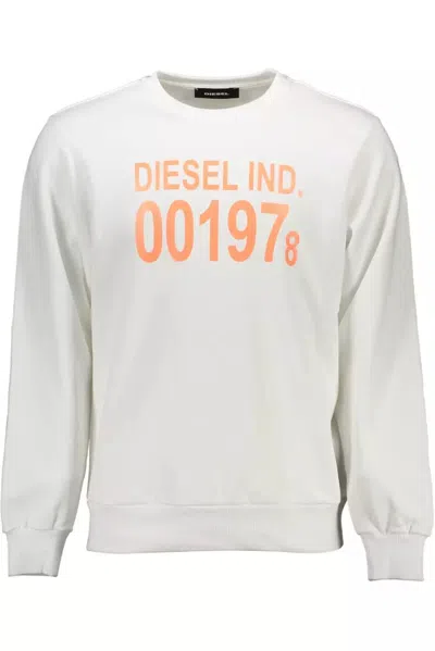 Diesel White Cotton Men Sweater In Gray