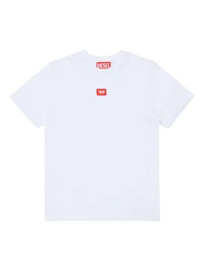 DIESEL WHITE COTTON SHORT-SLEEVED T-SHIRT FOR CHILDREN DIESEL