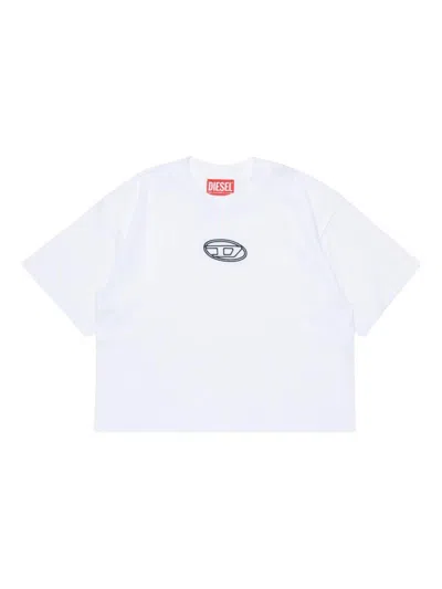 DIESEL WHITE COTTON SHORT-SLEEVED T-SHIRT WITH LOGO DIESEL