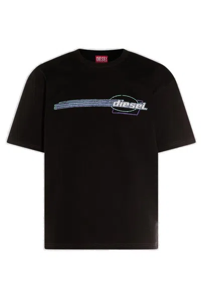 Diesel Men Black Cotton T-boxt-r16 T-shirt