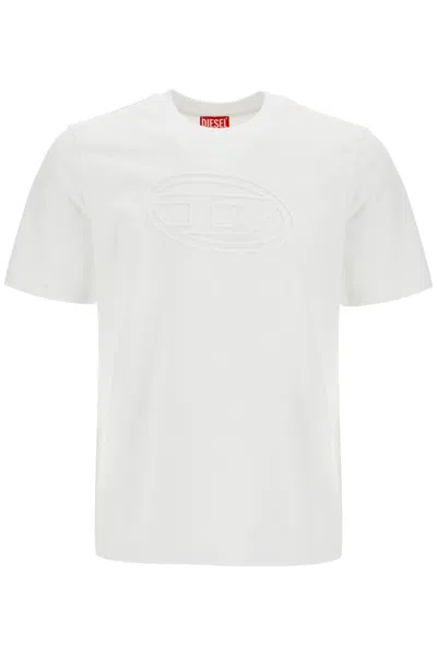 Diesel White Cotton T-shirt With Embossed Logo T-adjust-bigoval Men
