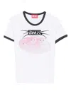Diesel White Cotton T-shirt With Print And Contrasting Edges In White