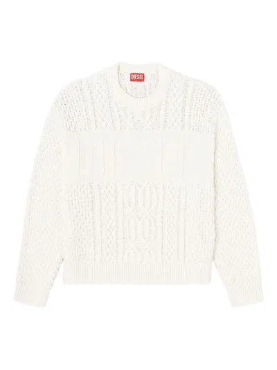 Diesel White Crew Neck Wool Sweater