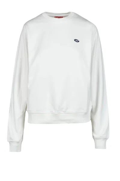 Diesel White Cropped Minimalist Sweatshirt