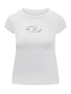 Diesel White  T-shirt With Cut-out Logo In White