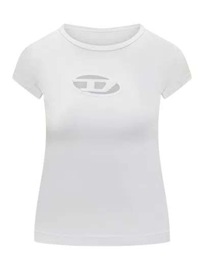 Diesel White  T-shirt With Cut-out Logo