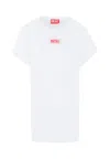 Diesel White Dress For Girl With Logo In White