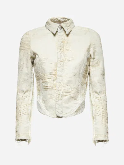 Diesel White Jacquard Denim De-madeline-fsg Shirt